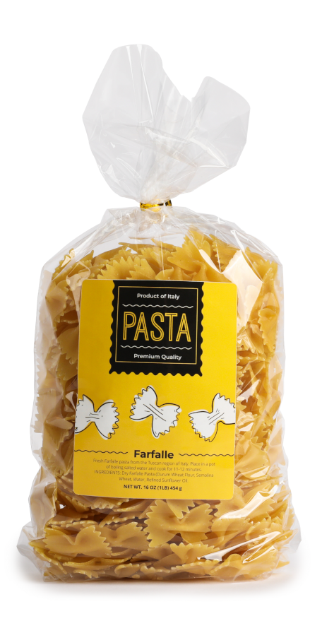 a labeled bag of pasta