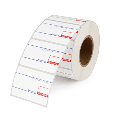 A roll of weigh scale labels with room to print product UPCs