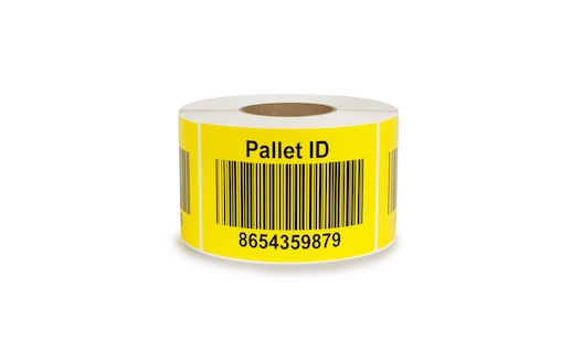 a roll of yellow sequential barcode labels