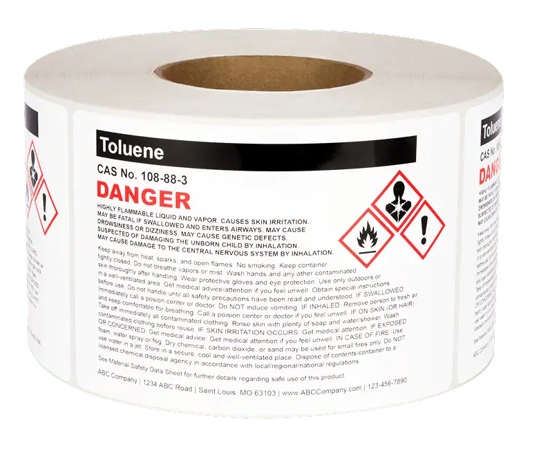 a roll of GHS labels