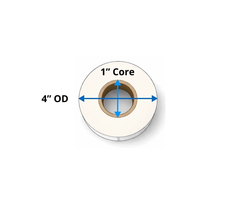 a roll with a 1" core and 4" diameter