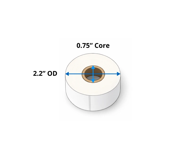 a roll with a 0.75" core and 2.2" diameter